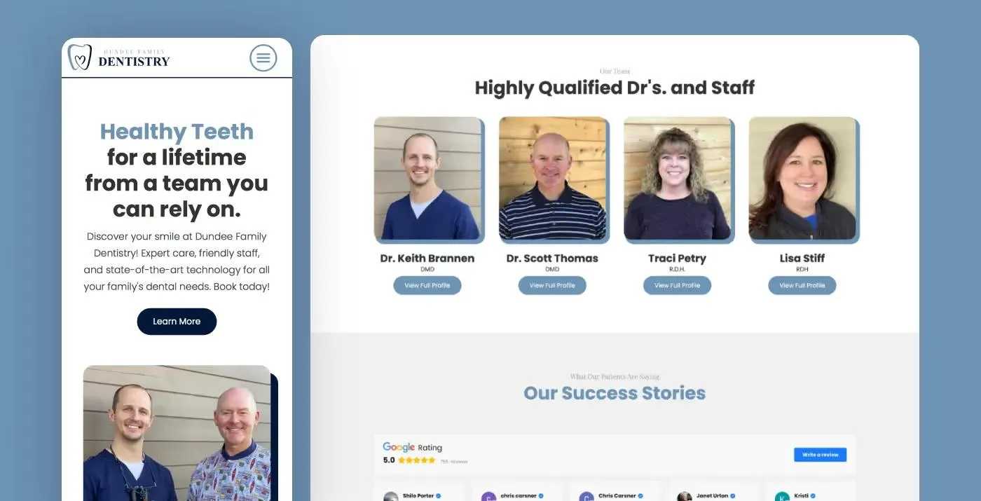 Website screenshot for Dundee Family Dentistry