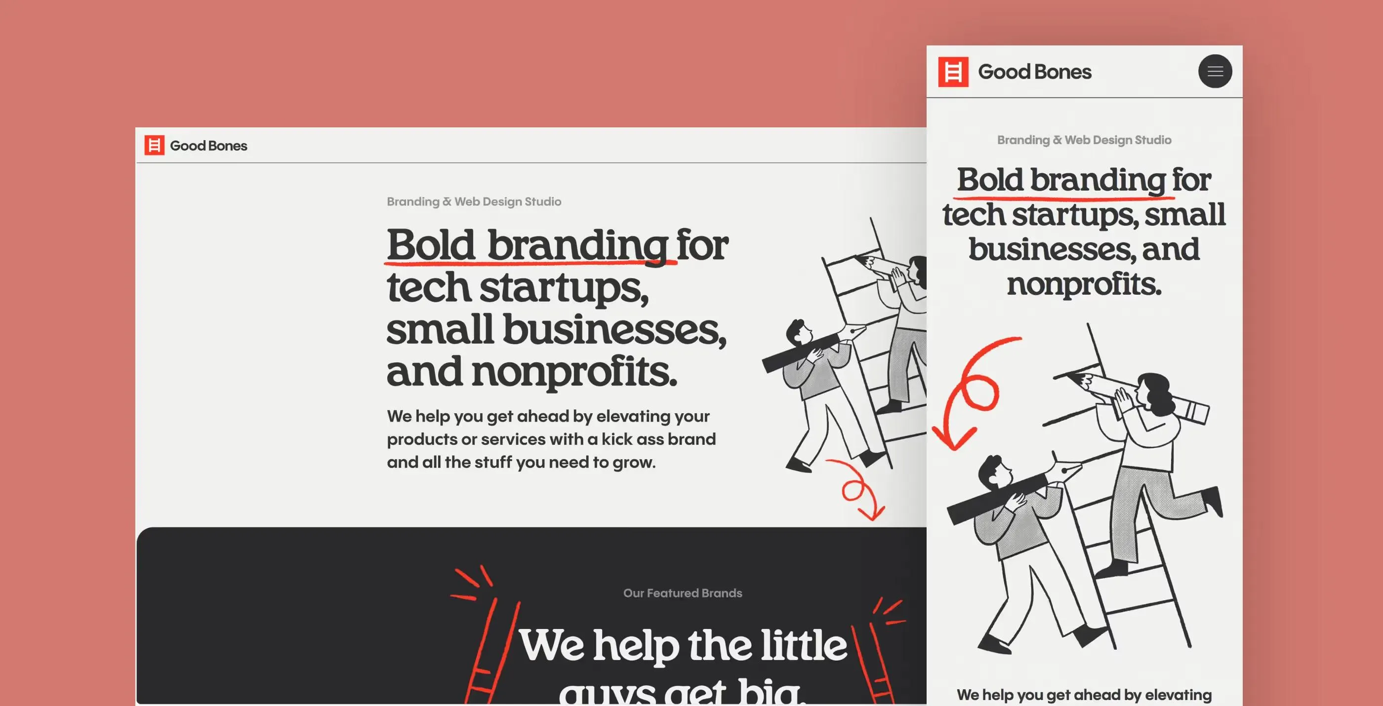 Website screenshot for Good Bones Studio, a branding agency