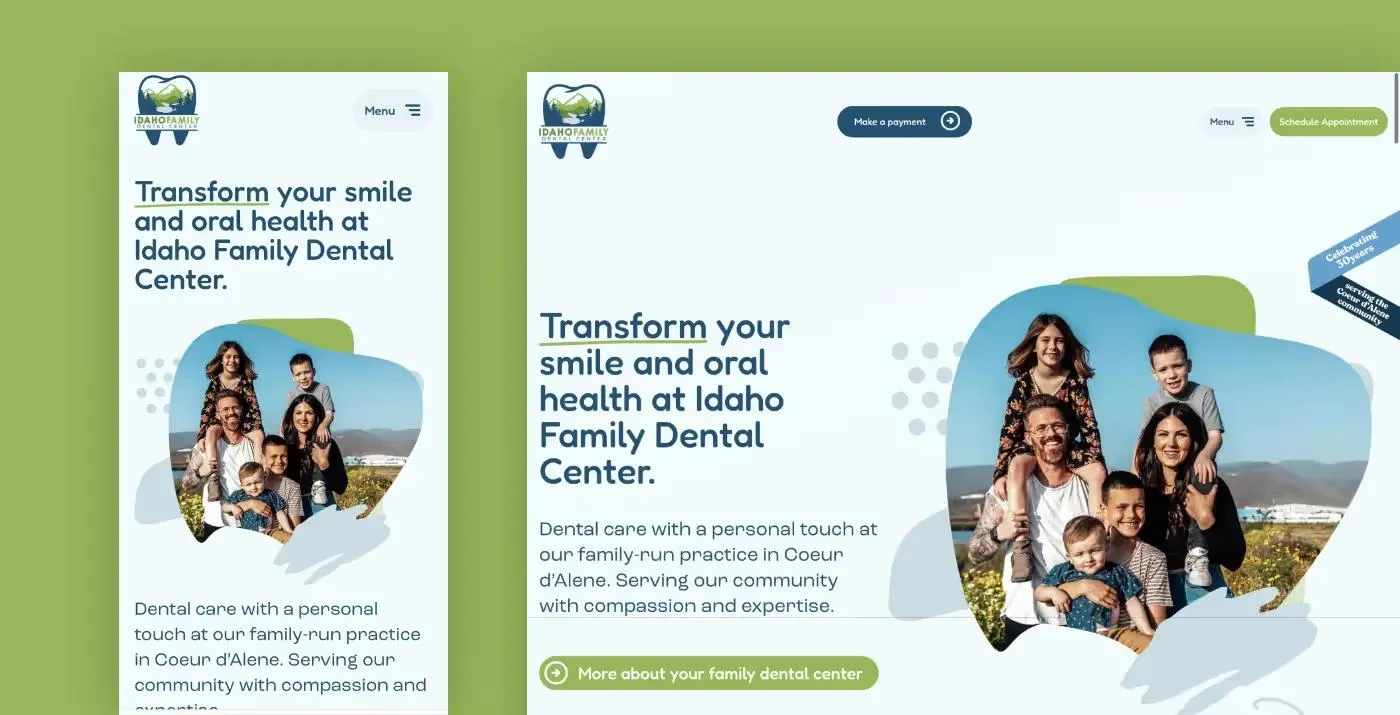 Website screenshot for Idaho Family Dental Center