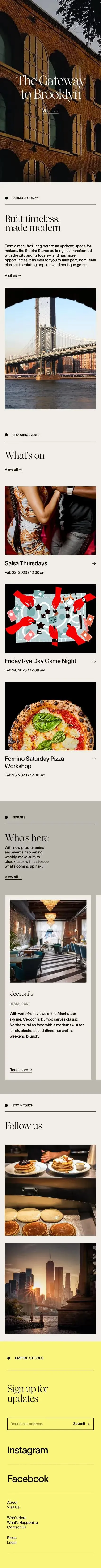Mobile screenshot of the Empire Stores website.