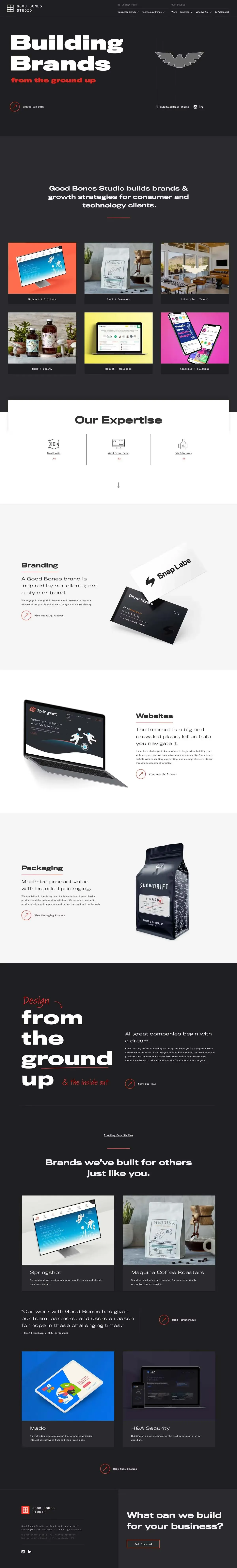Desktop screenshot of the Good Bones Studio website.