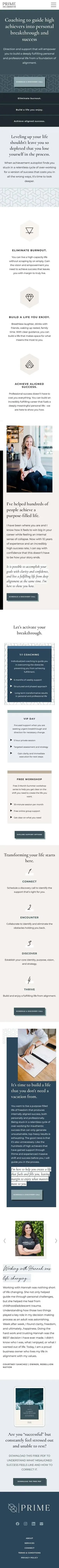Mobile screenshot of the Prime Collaborative website.