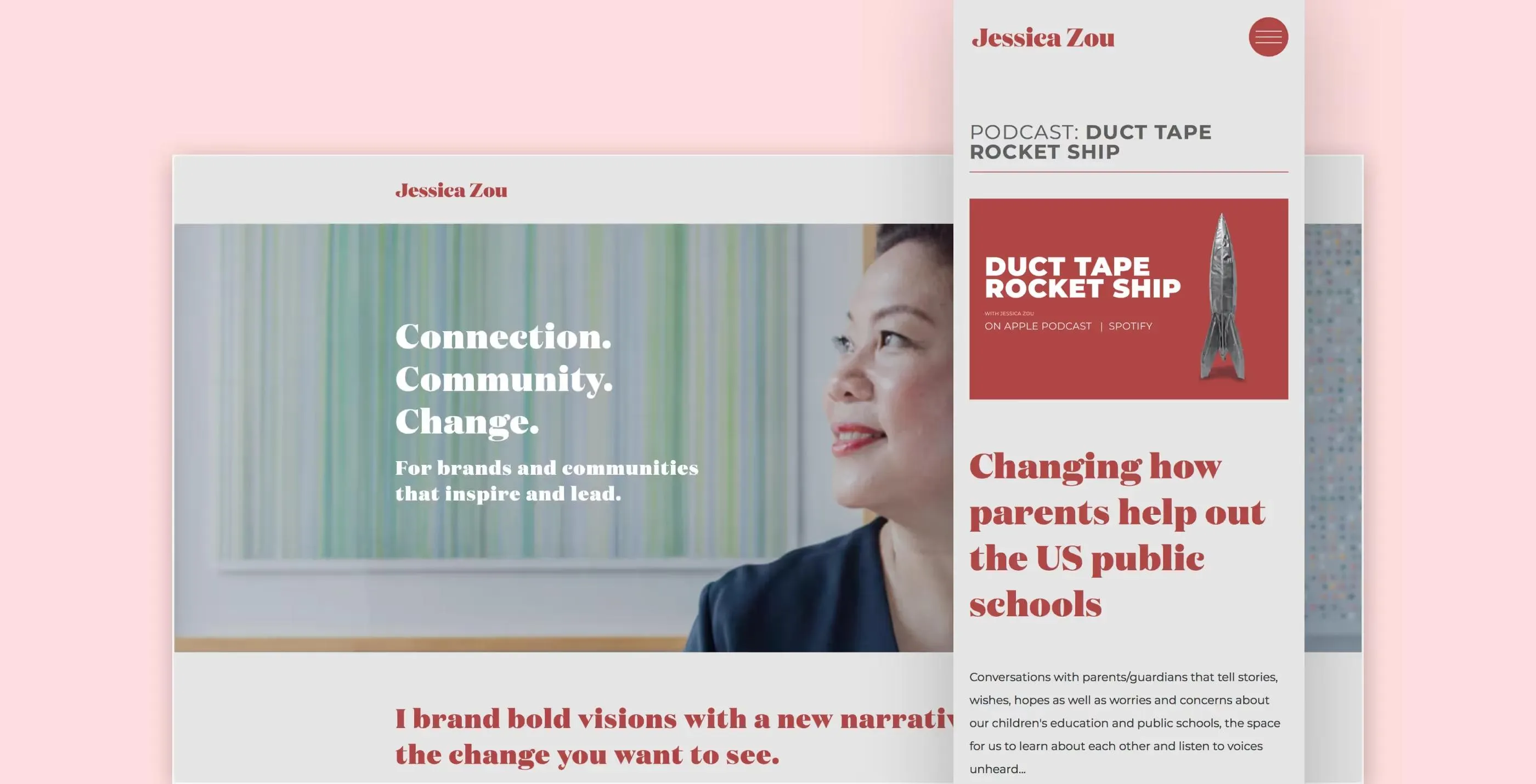 Website screenshot for Jessica Zou, a lifestyle influencer