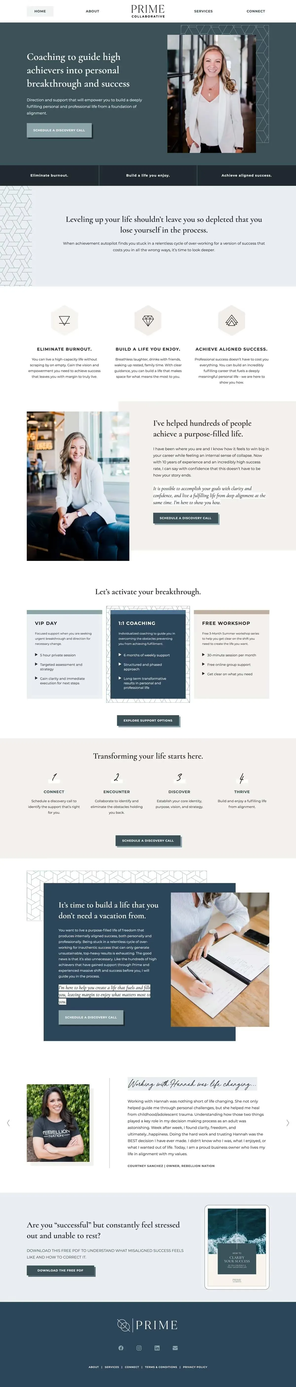 Desktop screenshot of the Prime Collaborative website.