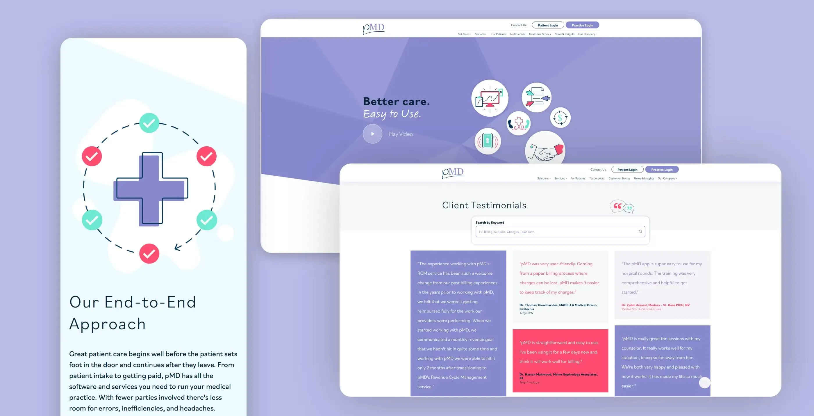 Website screenshot for pMD, a healthcare imaging solutions company