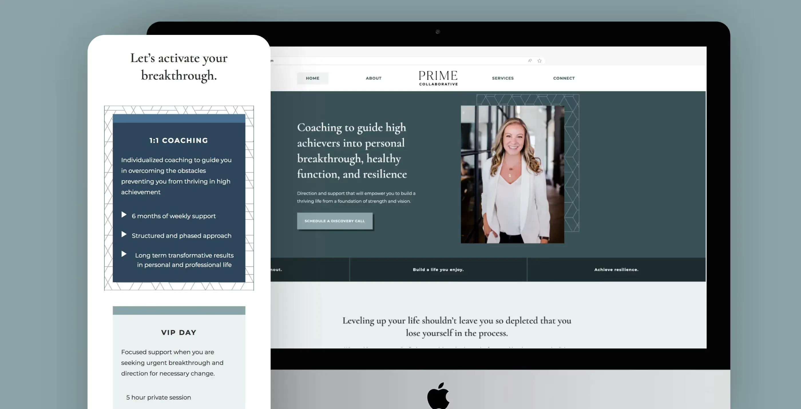 Website screenshot for Prime Collaborative, a lifestyle coaching business
