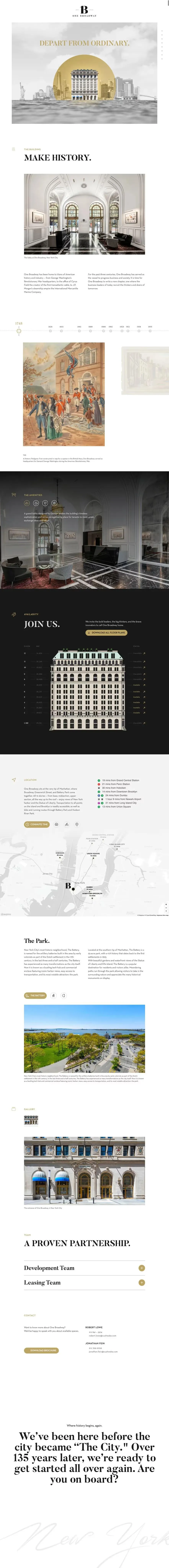 Desktop screenshot of the One Broadway website.