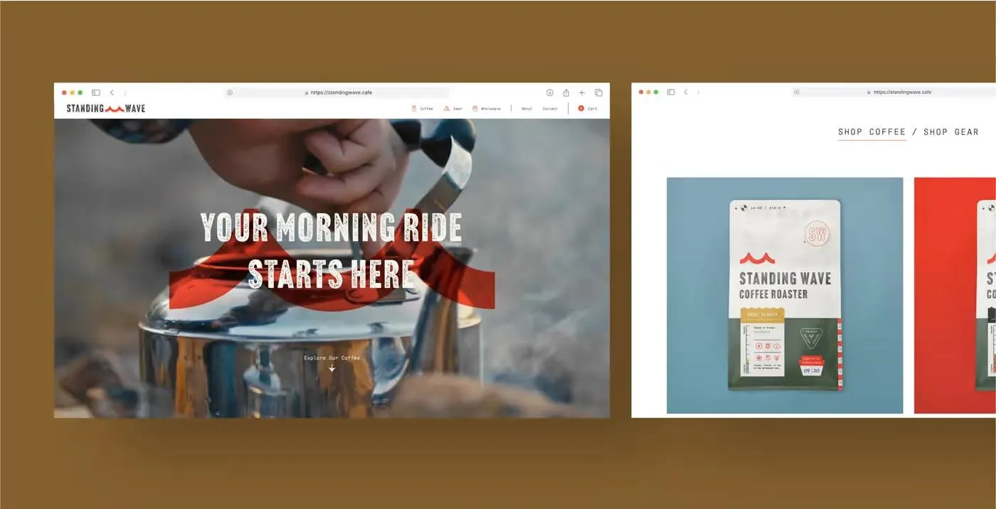 Website screenshot for Standing Waves Coffee
