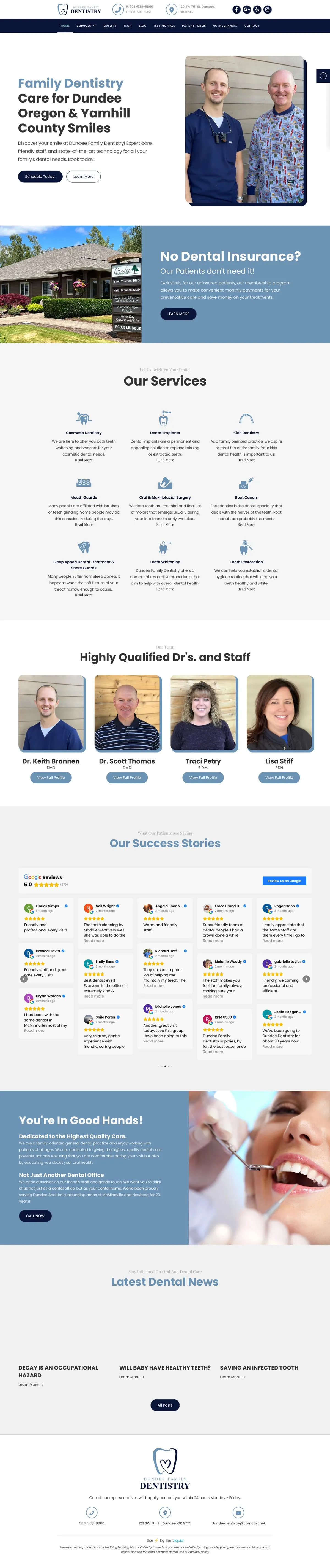 Desktop screenshot of the Dundee Family Dentistry website.