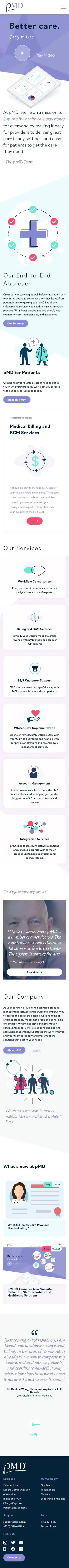 Mobile screenshot of the pMD website.