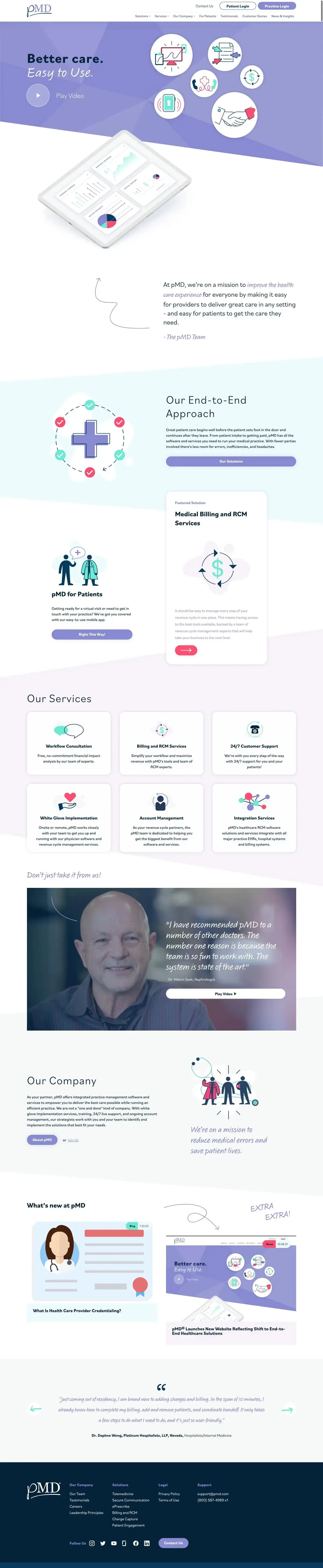 Desktop screenshot of the pMD website.