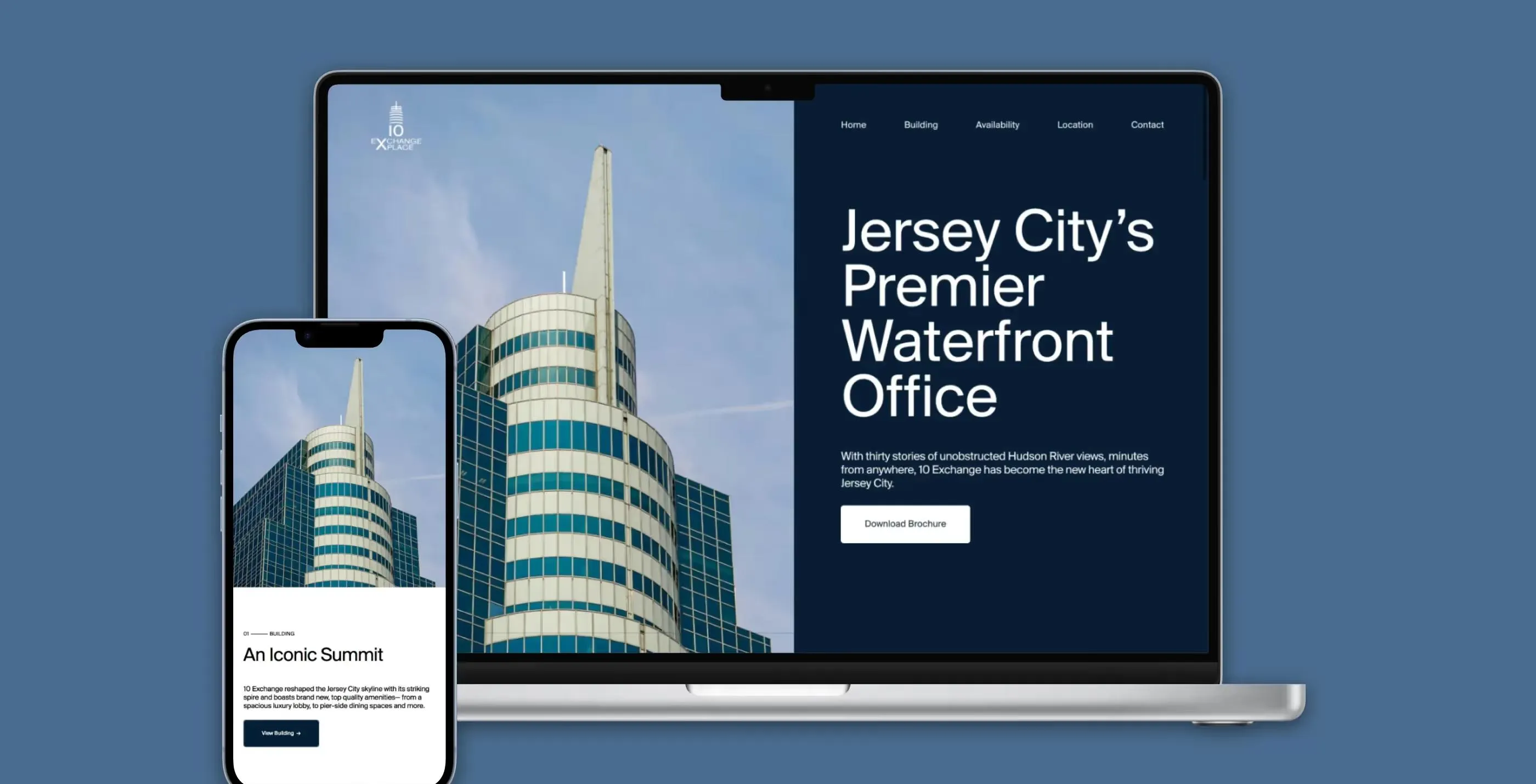 Website screenshot for 10 Exchange, a downtown commercial real estate business