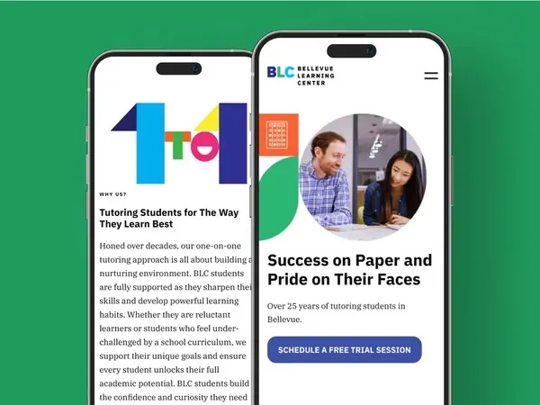 Website screenshot for Bellevue Learning Center, a tutoring business