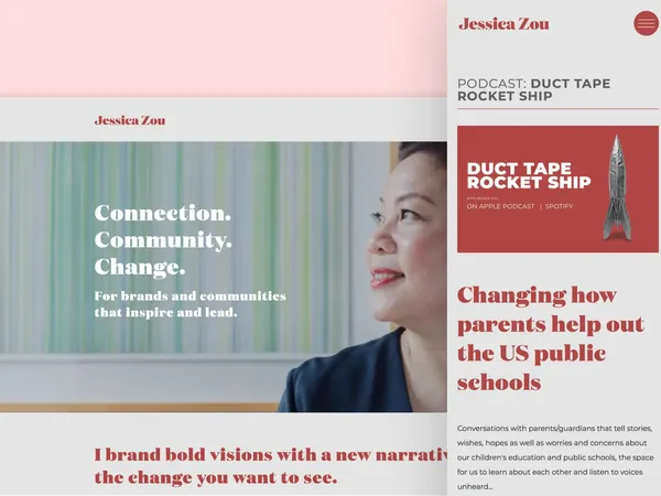 Website screenshot for Jessica Zou, a lifestyle influencer