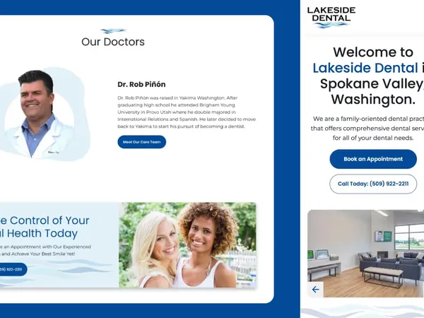 Website screenshot for Lakeside Dental