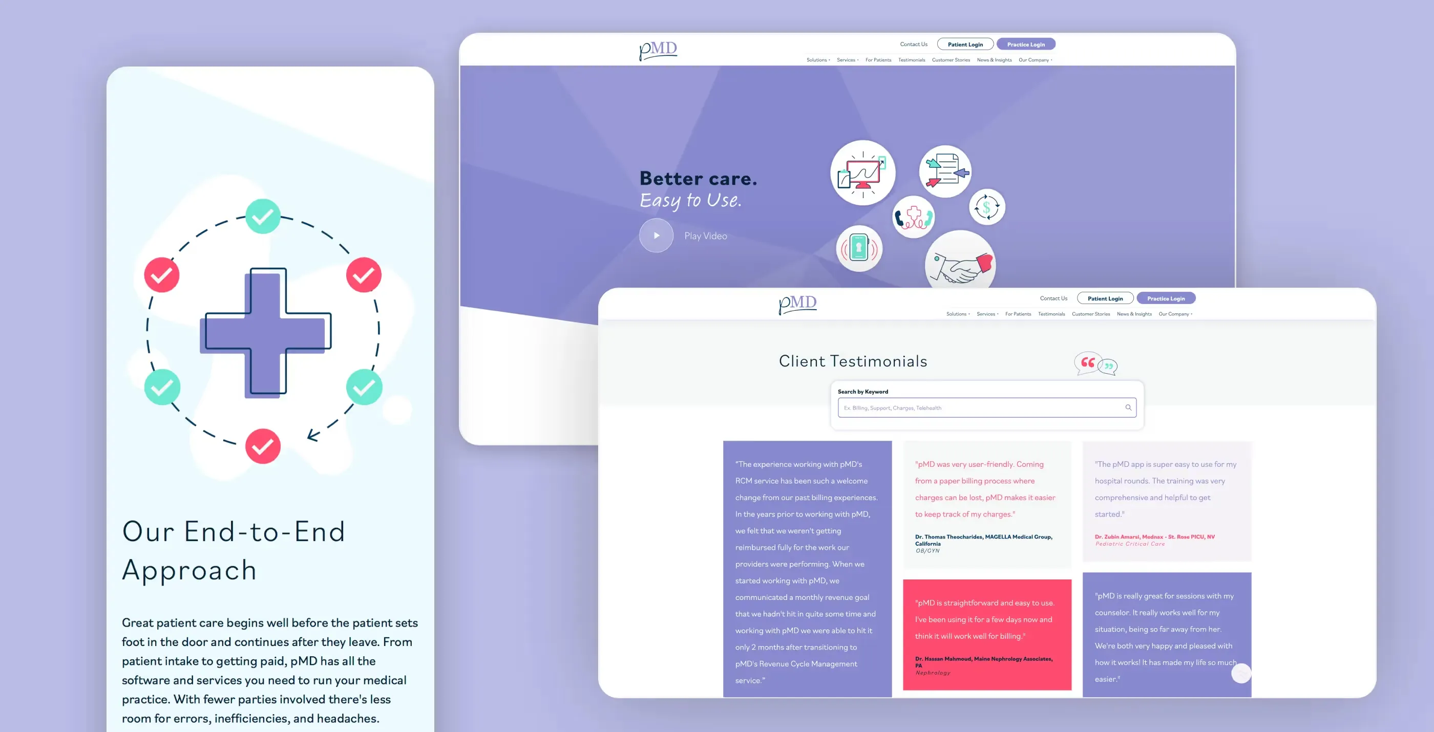 Website screenshot for pMD, a healthcare imaging solutions company