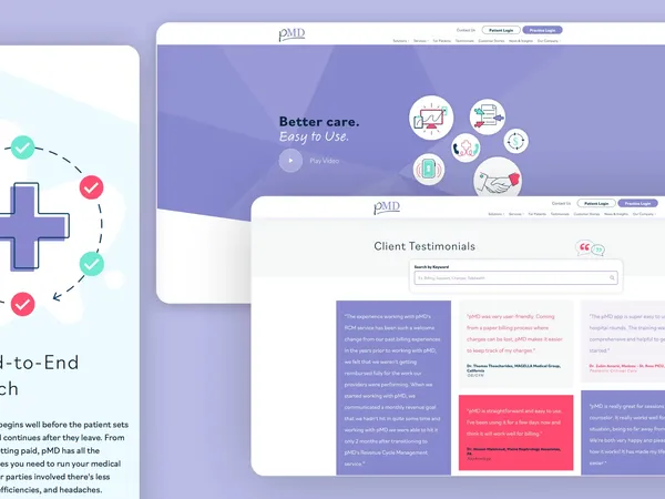 Website screenshot for pMD, a healthcare imaging solutions company
