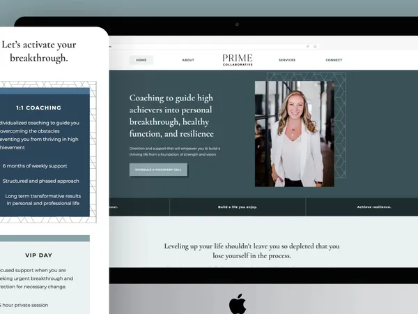 Website screenshot for Prime Collaborative, a lifestyle coaching business