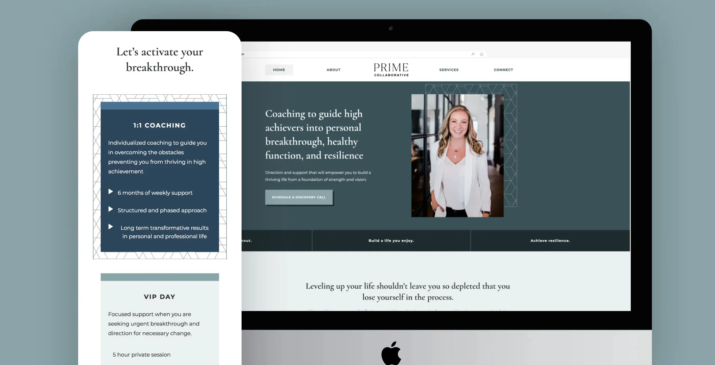 Website screenshot for Prime Collaborative, a lifestyle coaching business