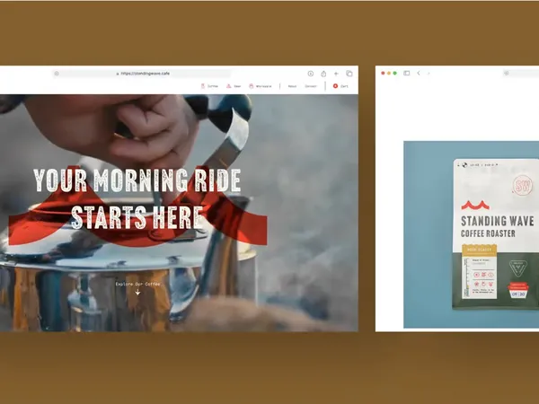 Website screenshot for Standing Waves Coffee